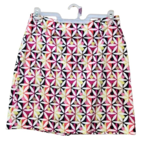 Geoffrey Beene Sport A-Line Multicolor Skirt Floral Geo-Print Cotton Blend - Picture 1 of 12